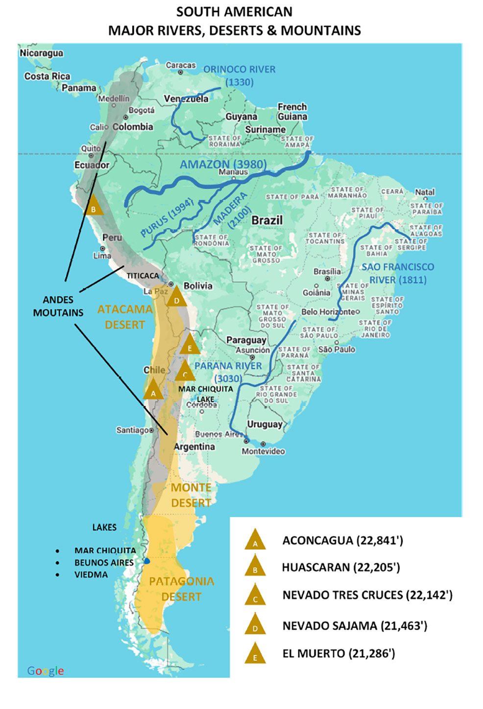 map of south american continent